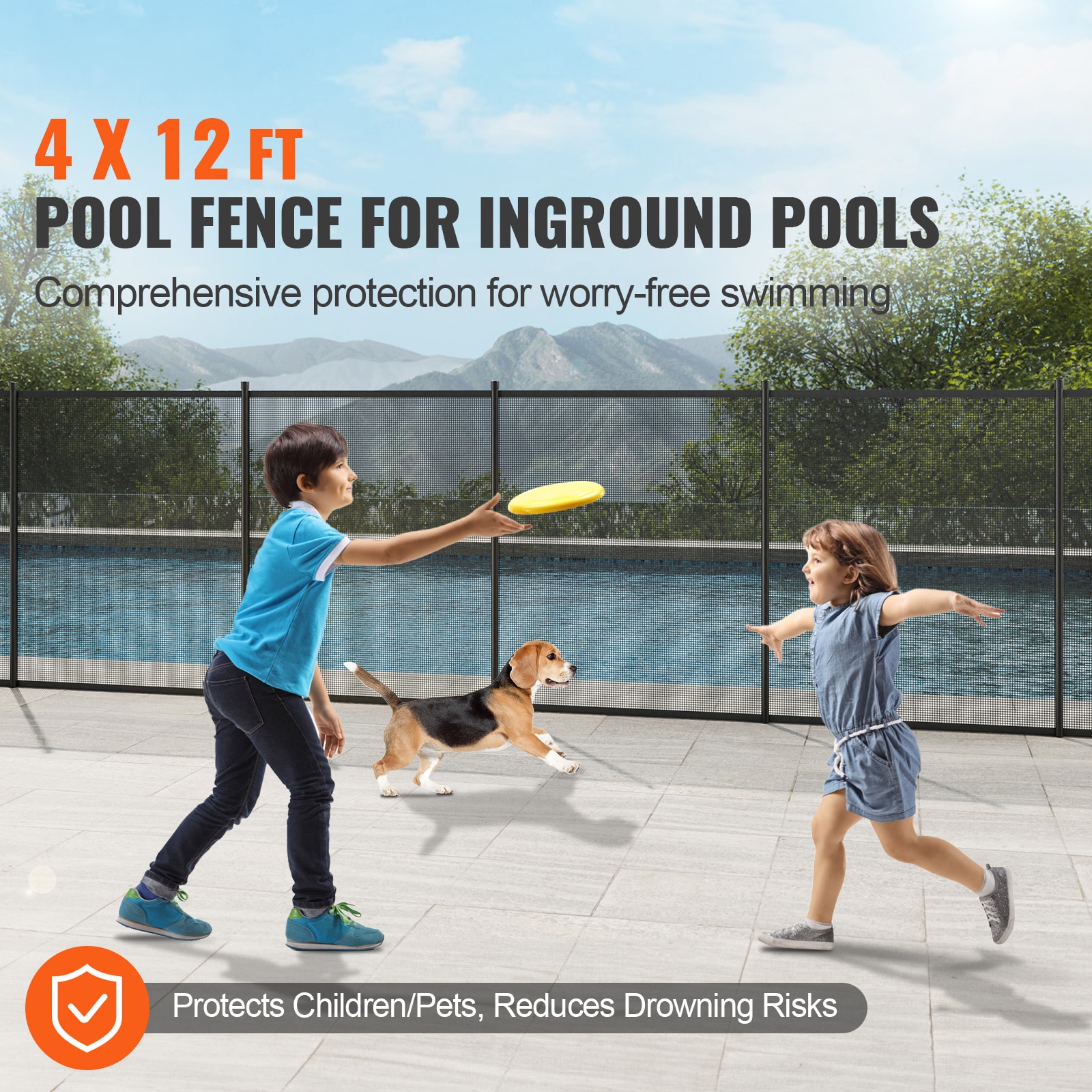 Pool Fence, 4 X 12 FT Pool Fences For Inground Pools, Removable Child Safety Pool Fencing, Easy DIY Installation Swimming Pool Fence, 340gms Teslin PVC Pool Fence Mesh Protects Kids And Pets_maomaolike.com